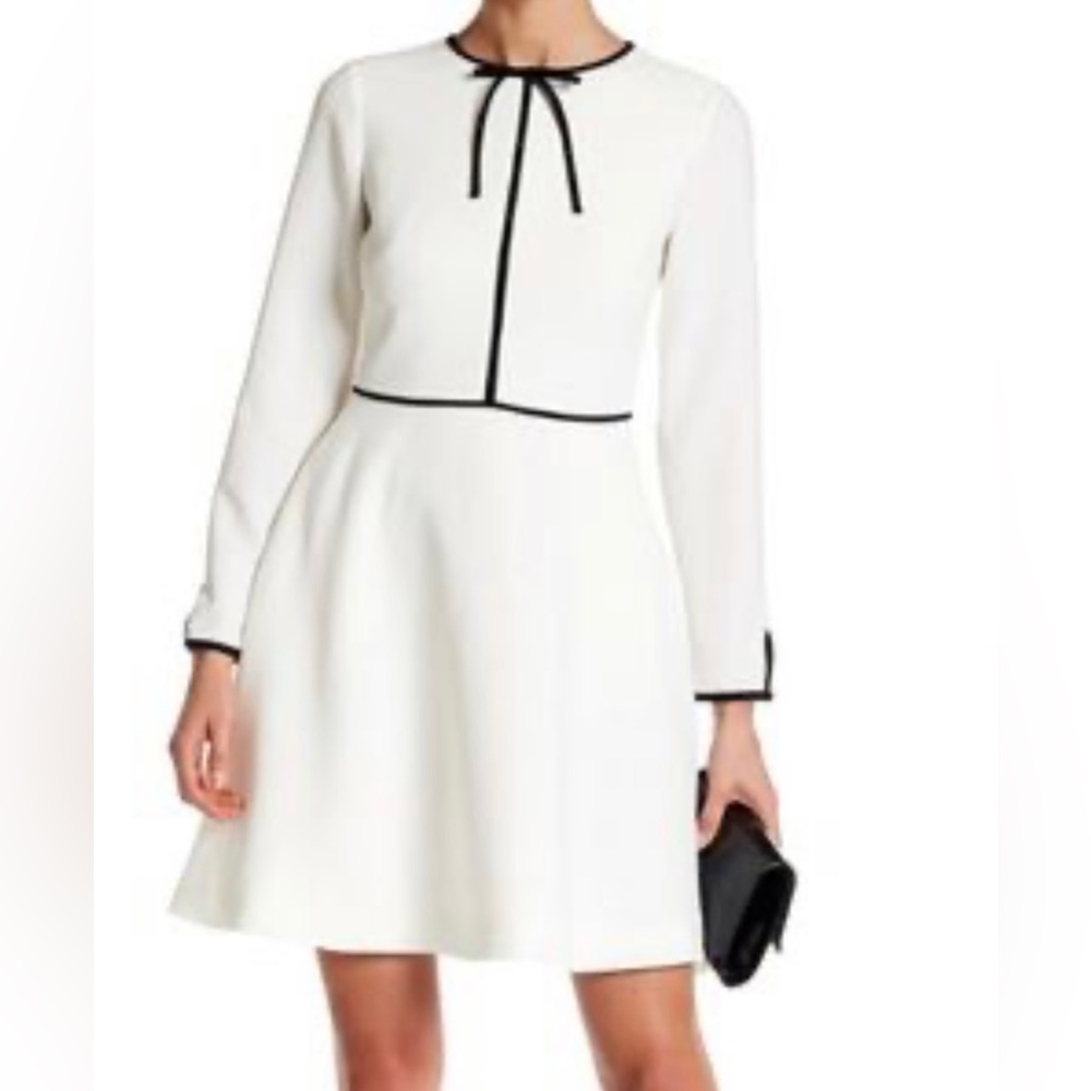 Ted Baker Black Bow Loozy Neck Tie White Dress | Color: Black/White | Size: 1